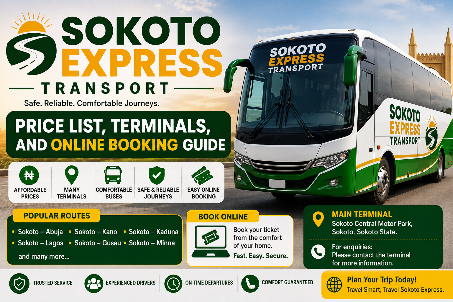 Sokoto Express Transport Price List, Terminals, and Online Booking Guide