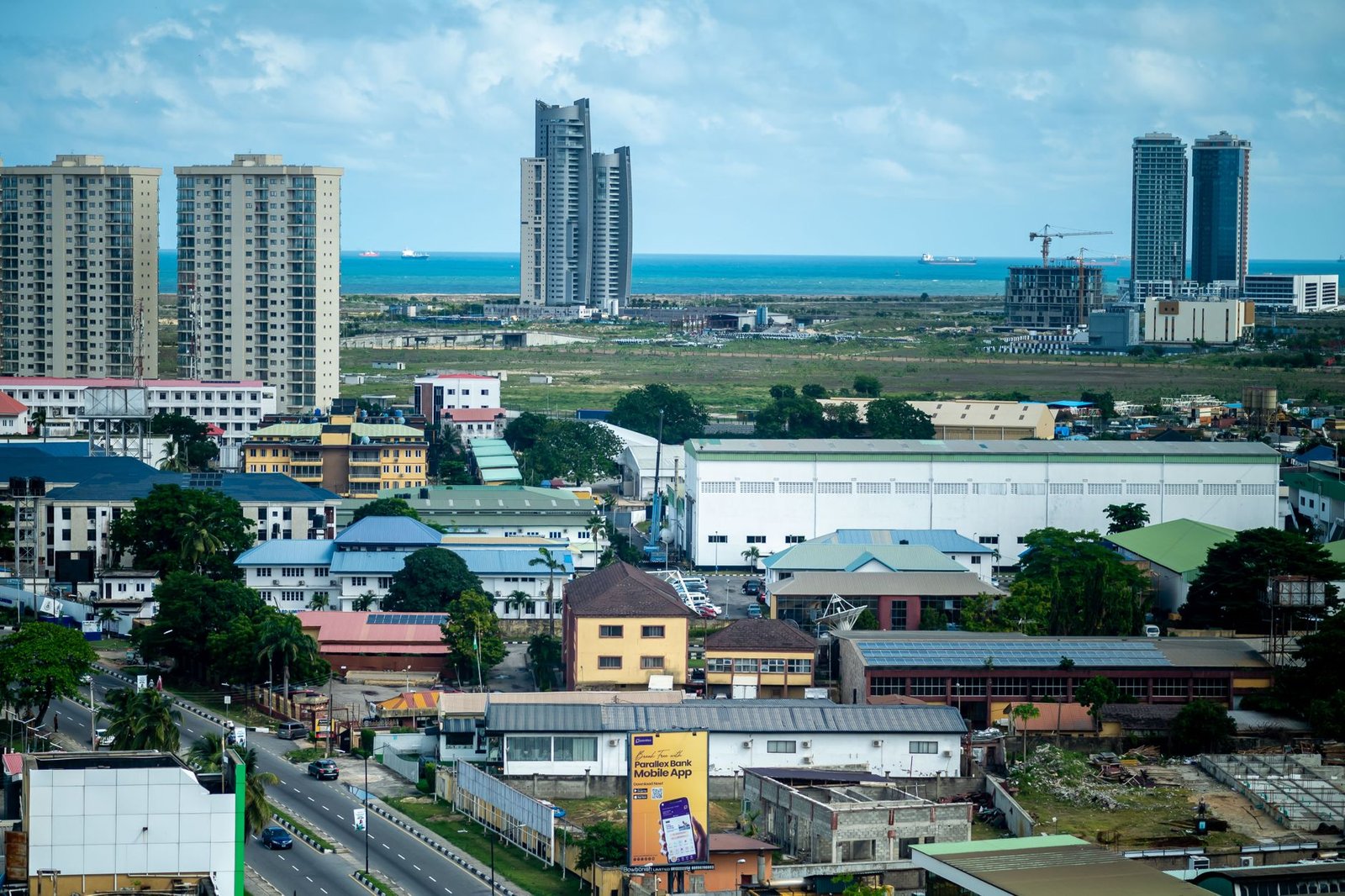 Modern cityscape of Lagos, Nigeria, near the ocean